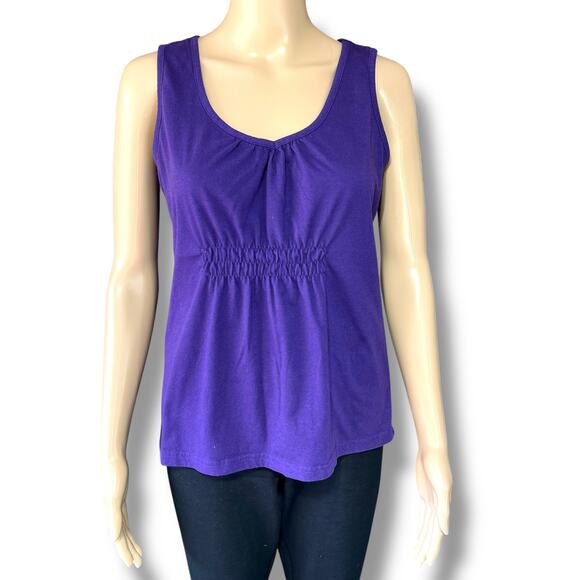 Basic Editions Womens Tank Top Pullover Smocked Empire Waist Purple Small - Picture 1 of 9